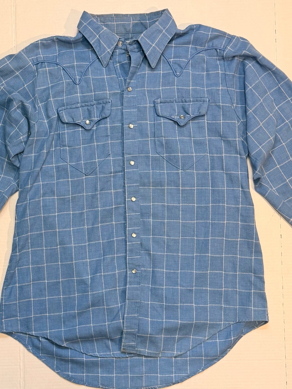 Tru West Rockmount Ranch Wear Shirt Mens Diamond Pearl Snap Plaid USA Vintage